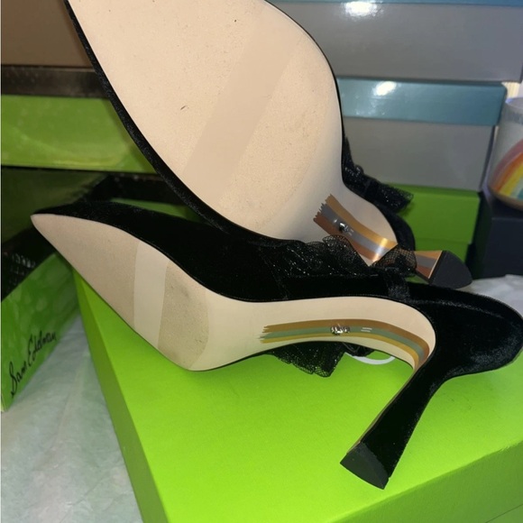 Sam Edelman Hughes Black Velvet High Heel Slides MSRP $160 11 M New - Picture 8 of 12